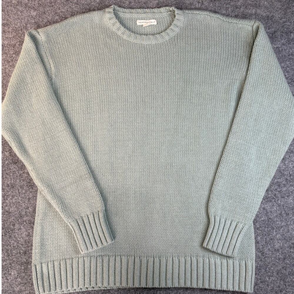 NWT Aeropostale Cotton blend Women's Crew Neck sweater Size L Baby Blue